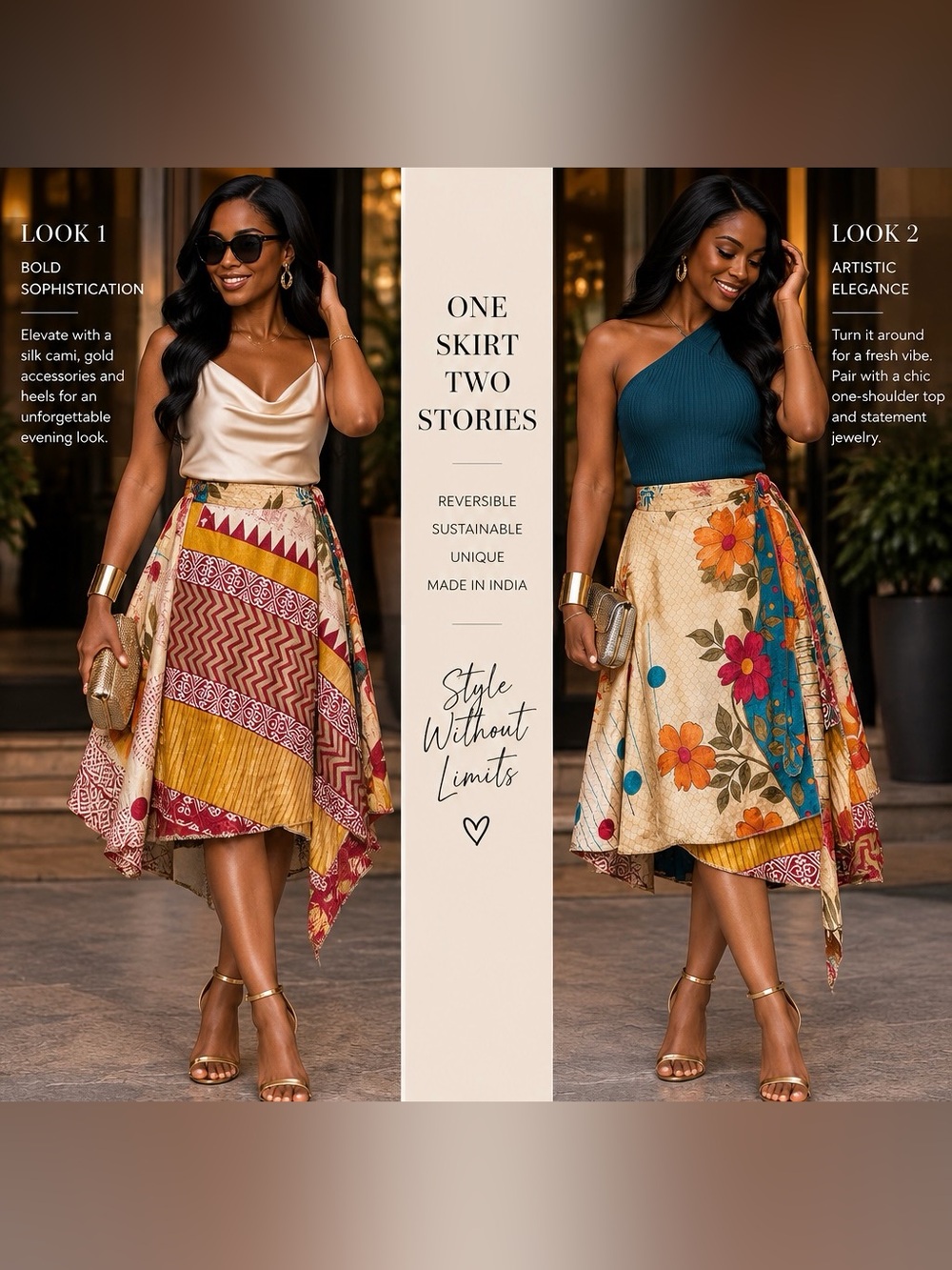 Reversible Indian Silk Wrap Skirt — “One Skirt, Two Stories”